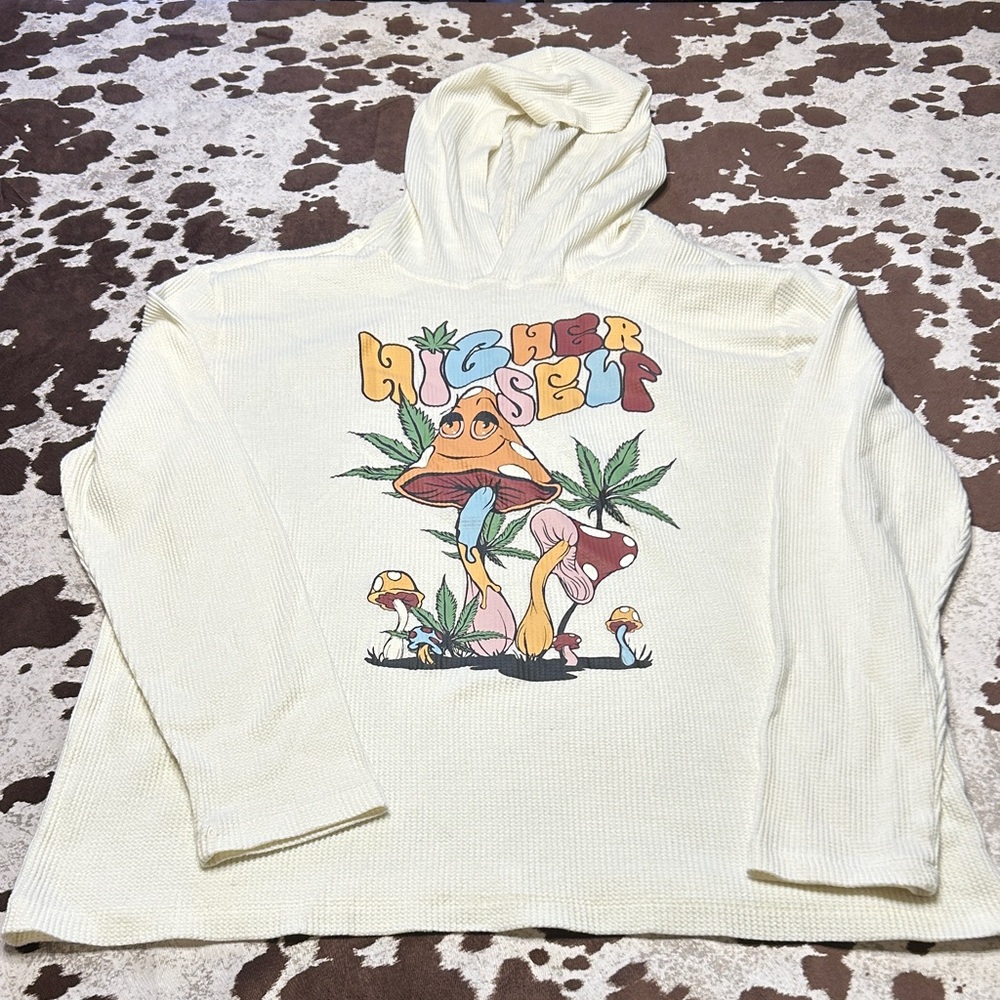 Cream Hoodie with Graphic Print